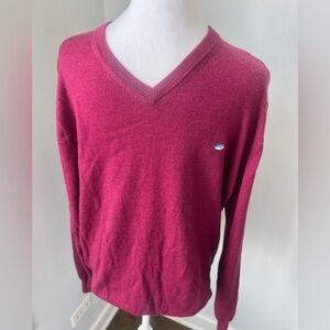 Southern Tide Men’s Sz L Burgundy Golf V-Neck Pullover Knit Merino Wool Sweater